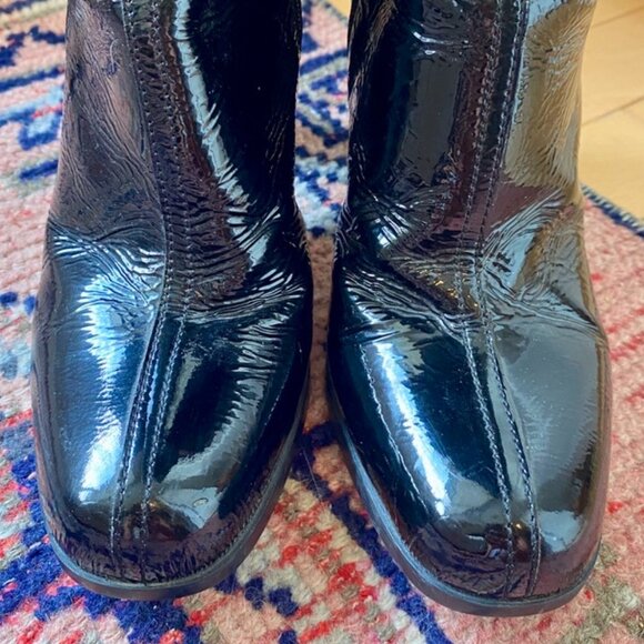 Prada Vintage Black Patent Leather Heeled Boots - Picture 7 of 14